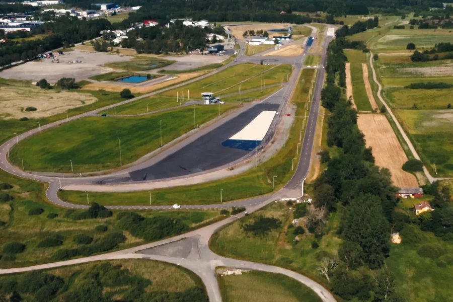Drönarbild över Stora holm Trafikövningsplats